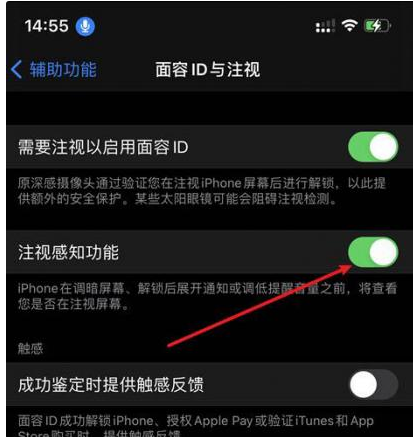 荆门苹果14维修网点分享iPhone14注视感知功能有什么用 